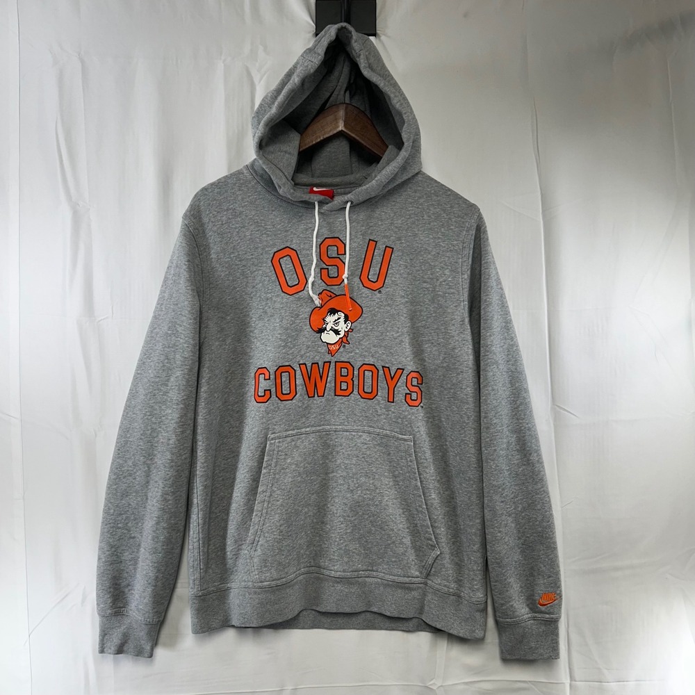 Nike Oklahoma State OSU Cowboys‎ Hoodie Mens Large Gray Pistol Pete Pullover